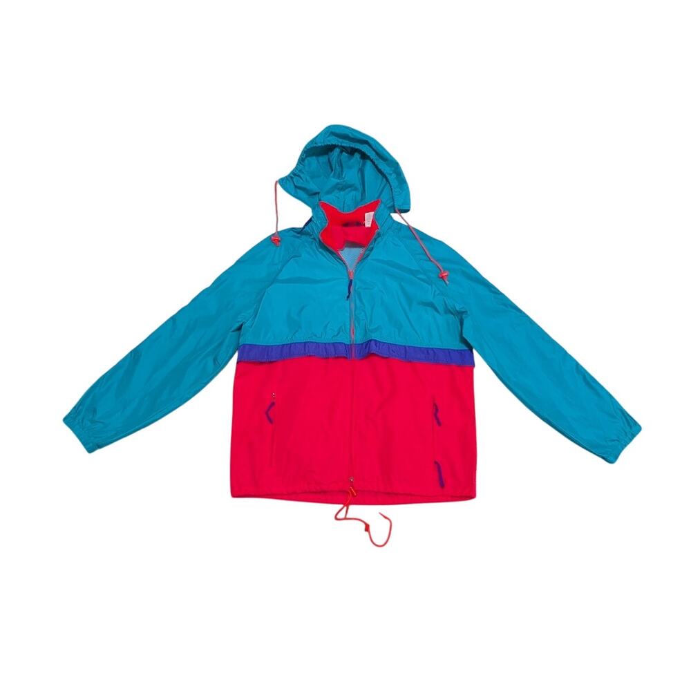 Vintage 70s Woolrich Colorblock Neon Windbreaker Jacket Packable Neon Blue Pink